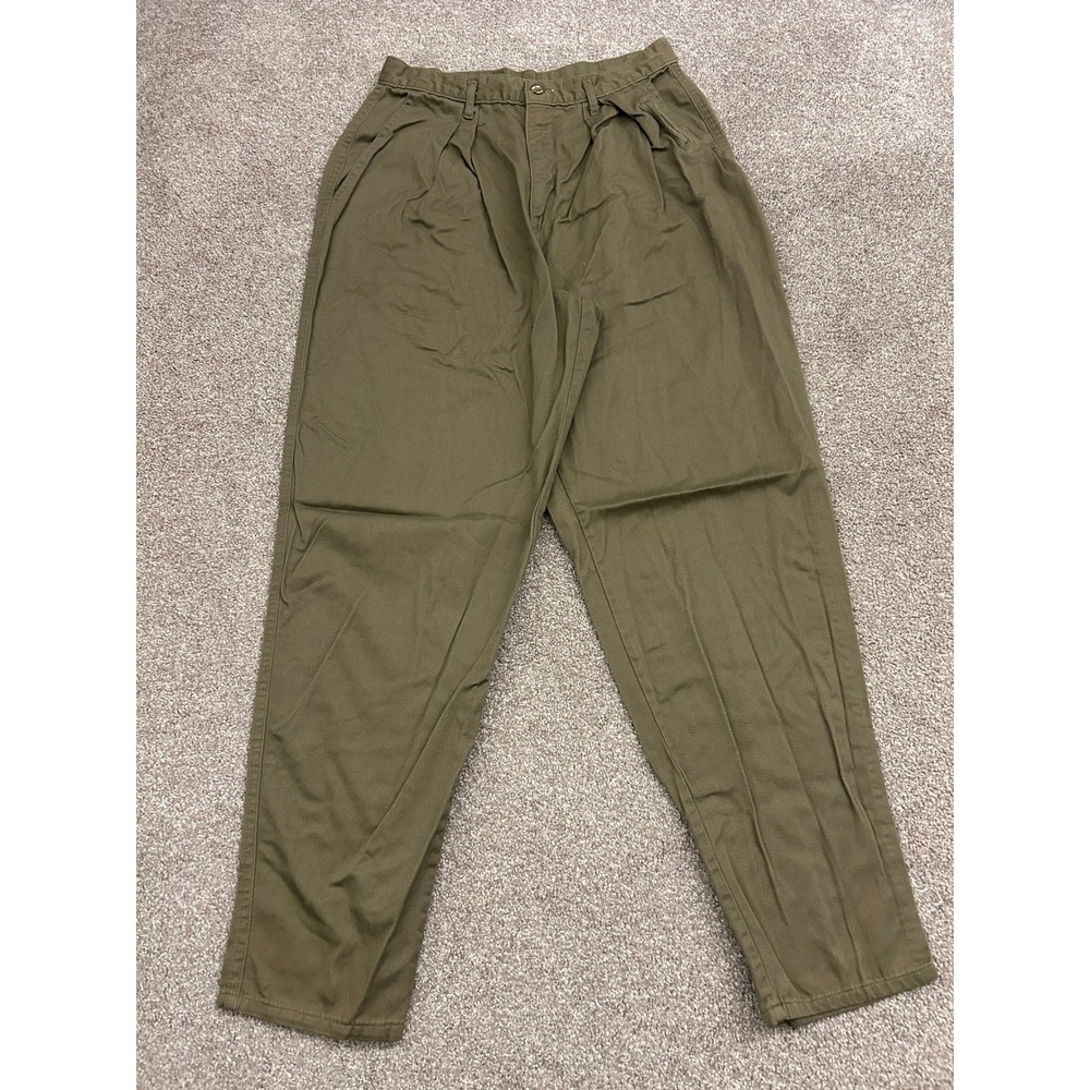 90s Dockers Pleated Chinos Womens 14 Olive Green Excellent Vintage Made in USA